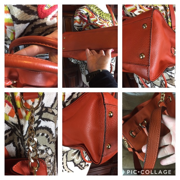 Michael Kors Tangerine Leather Hamilton Handbag - Picture 6 of 8